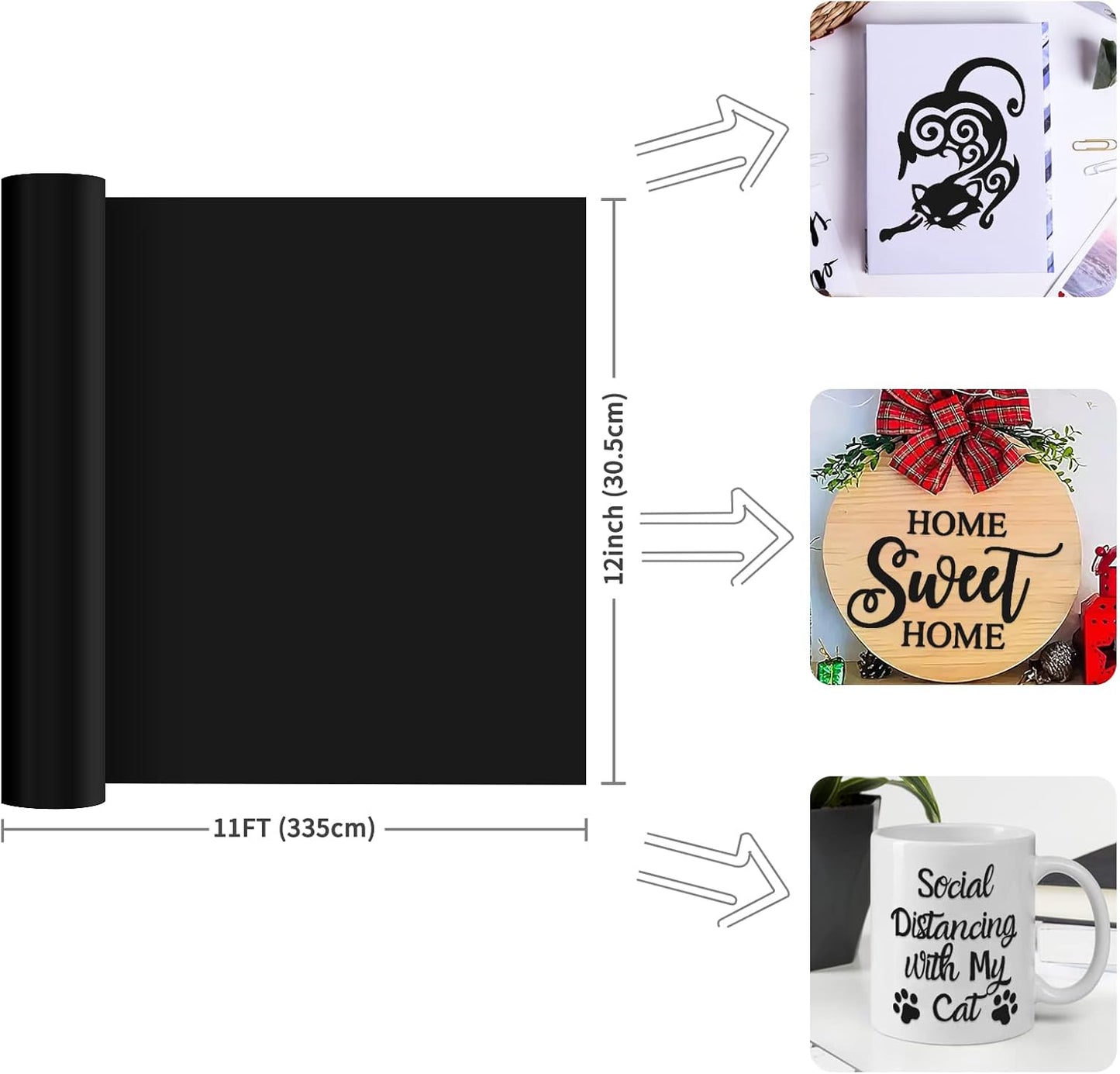 Prime 11 Ft Matte Black Permanent Vinyl Roll – Waterproof Cricut Silhouette Cut