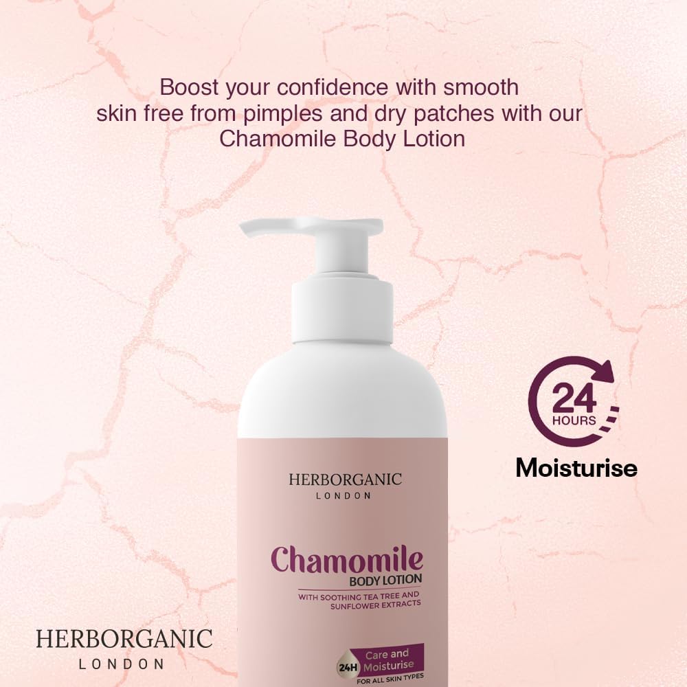 HERBORGANIC Calamine & Chamomile Body Lotion 300 ml – Soothing Moisturiser for Sensitive Skin