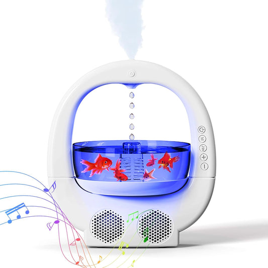 Anti-Gravity Humidifier with Night Light & Fish Tank – 5-in-1 Quiet Bedroom Decor