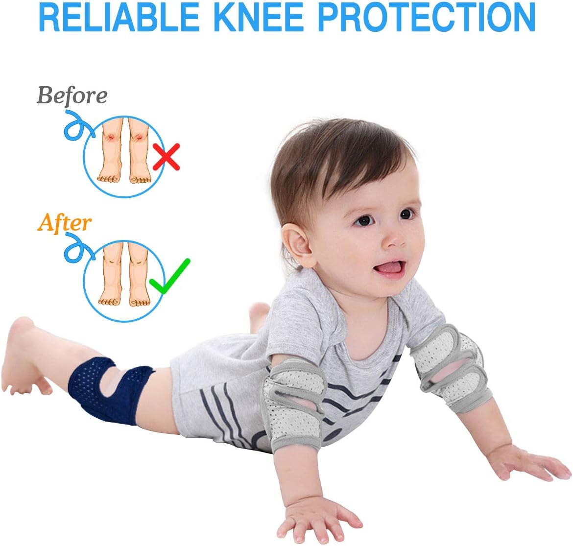 Baby Knee Pads Crawling Protector Adjustable Anti Slip 3 Pairs