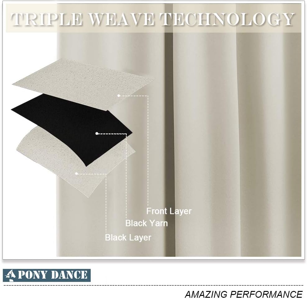 PONY DANCE Light Beige Thermal Eyelet Curtains Energy Saving Window B0DXFJYKQS