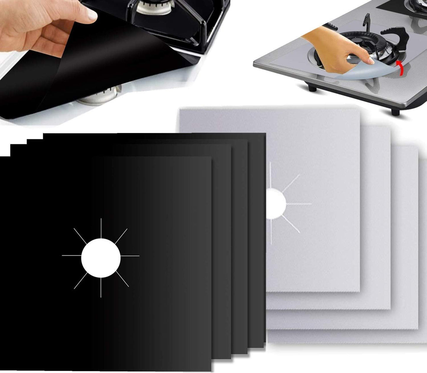 Gas Hob Protector Liners 8 Pack Reusable Stove Mats Non Stick