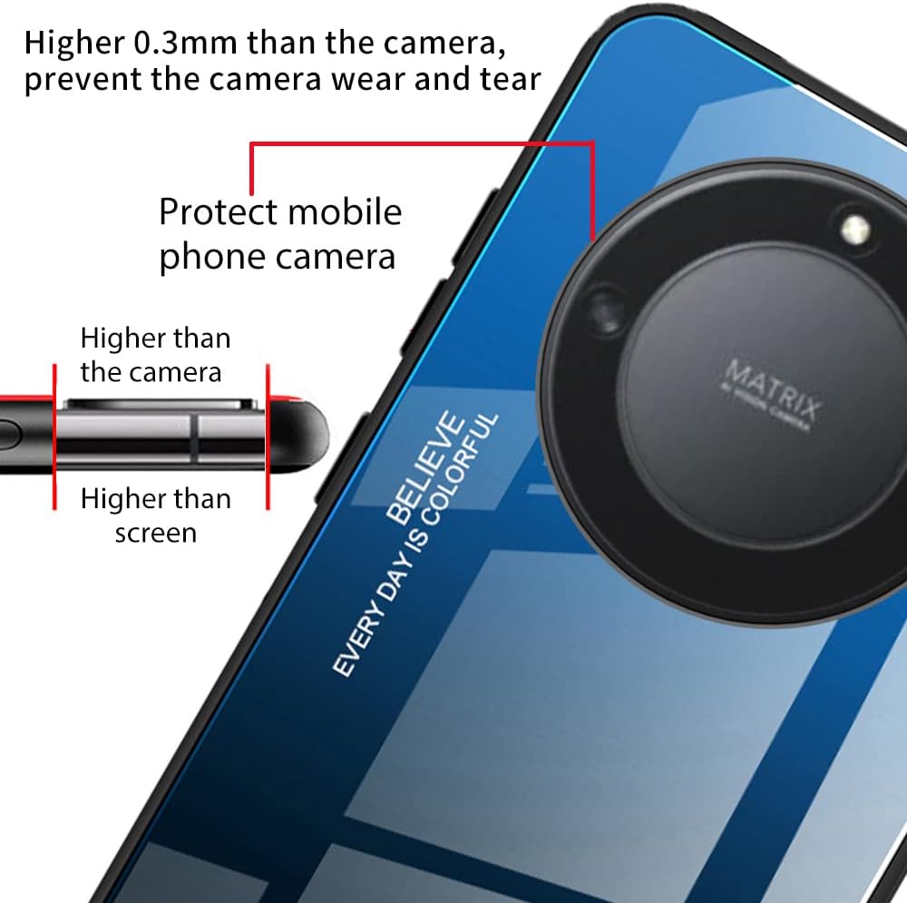 DEDUX Gradient Tempered Glass Shockproof Phone Case Cover