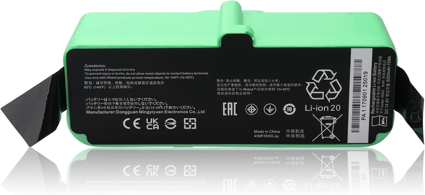MXJFYY 14.4V 5200mAh Li-ion Replacement Battery for Roomba 500-900