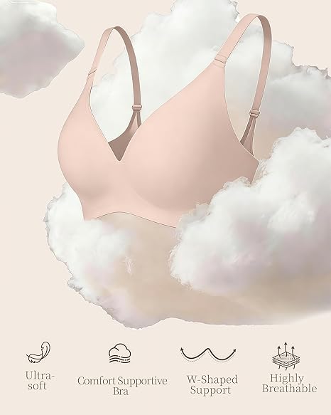 Womens Wireless Push Up Bra Full Coverage Bralette Nude Comfort