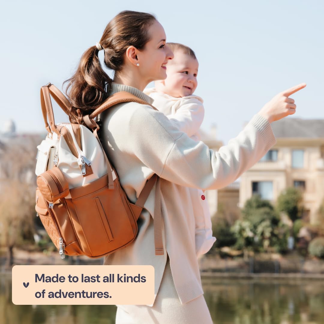 BabbleRoo Leather Baby Changing Bag Nappy Backpack