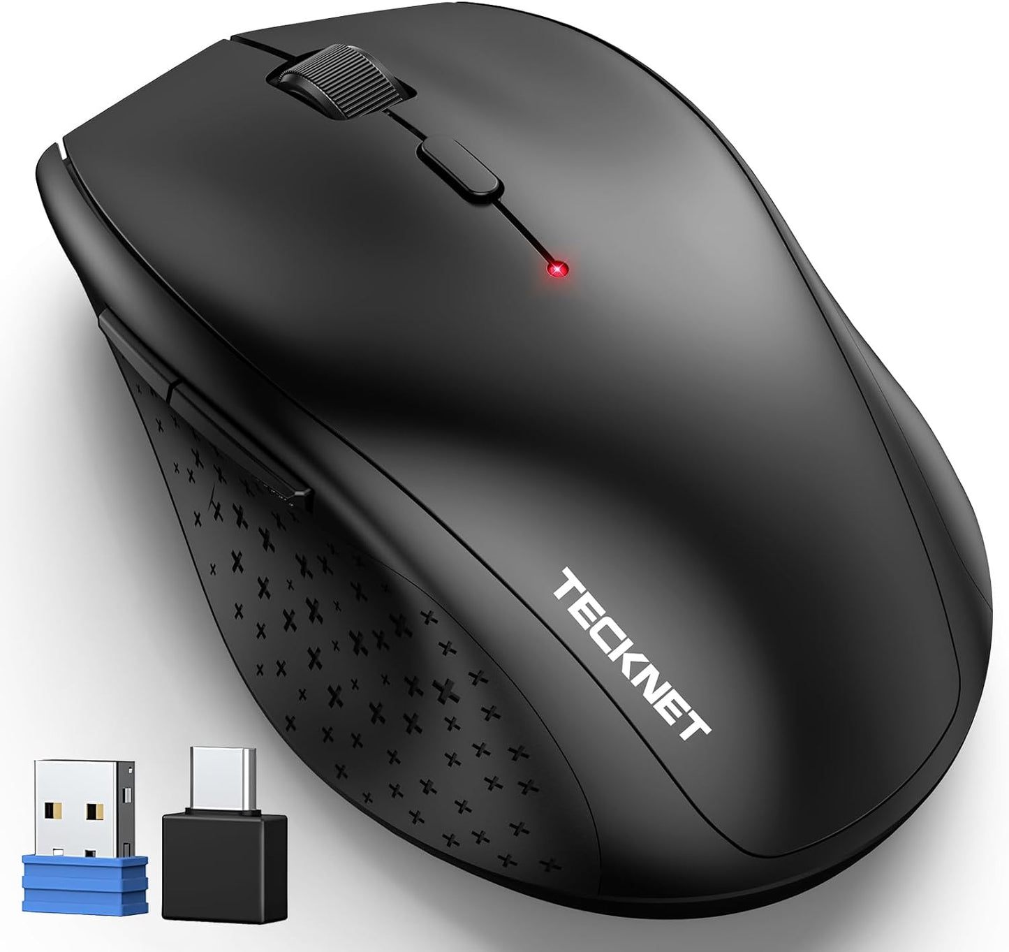 Wireless Mouse USB C Adapter 4800 DPI Ergonomic 6 Level Battery