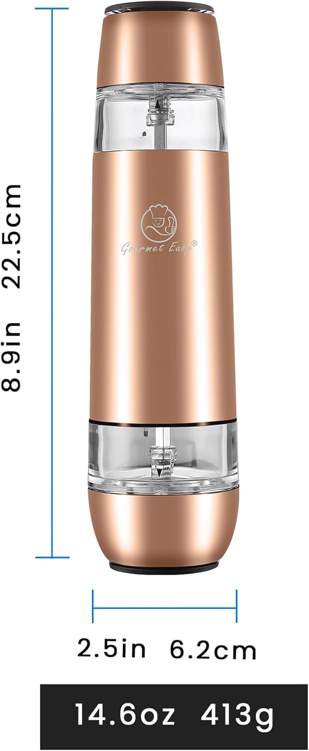 2-in-1 Electric Salt & Pepper Grinder Set, USB-C Rechargeable, Adjustable Mill