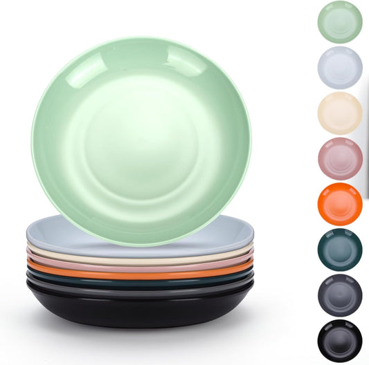 Evanda 16 cm Multicolour Unbreakable Plastic Plates ×8 – BPA-Free, Microwave Safe
