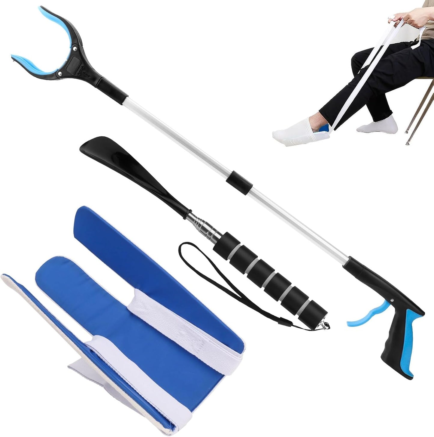 Extendable Shoehorn Long Handle Dressing Aid Sock Helper Mobility Tool