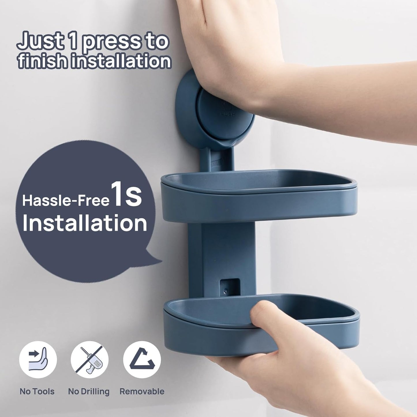 TAILI Suction Cup Double‑Layer Soap Dish – Drill‑Free, Keeps Soap Dry UK