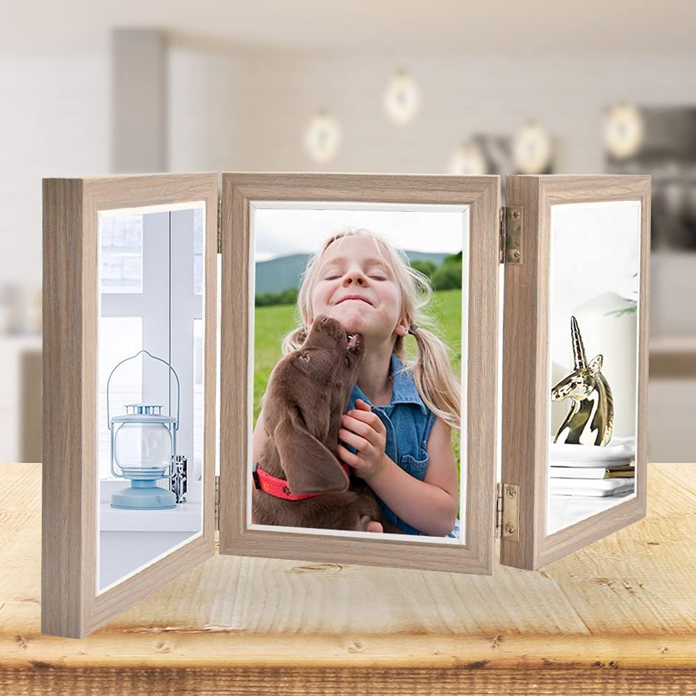 FOROREH 7" Double & 6" Triple Hinged Photo Frame Set – Desktop & Wall Display