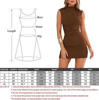 Womens Bodycon Mini Dress Sleeveless High Neck Ruched Slim Fit
