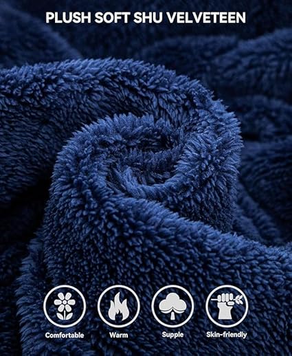 Mens Hooded Dressing Gown Plush Fleece Full Length Bathrobe Warm