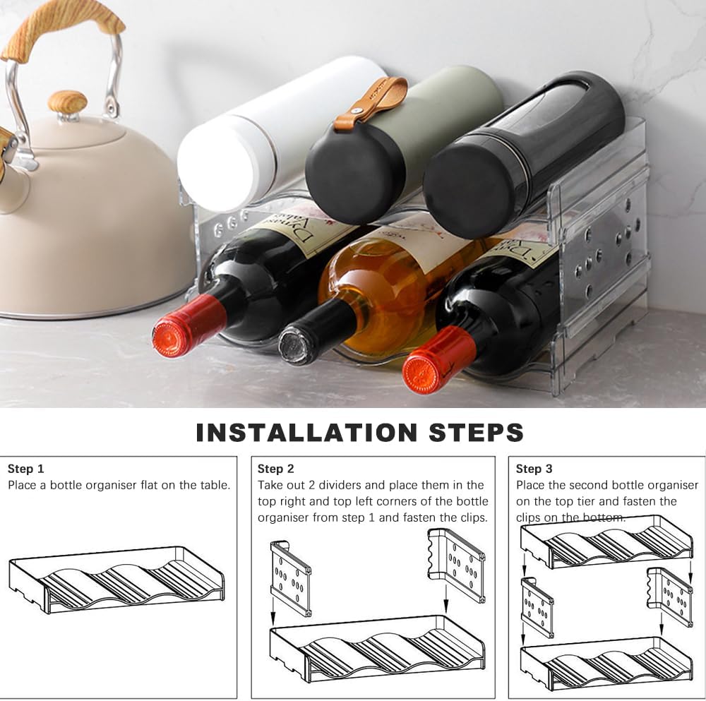 Bottle Drying Rack Free Standing Organiser 6 Bottles Kitchen Holder