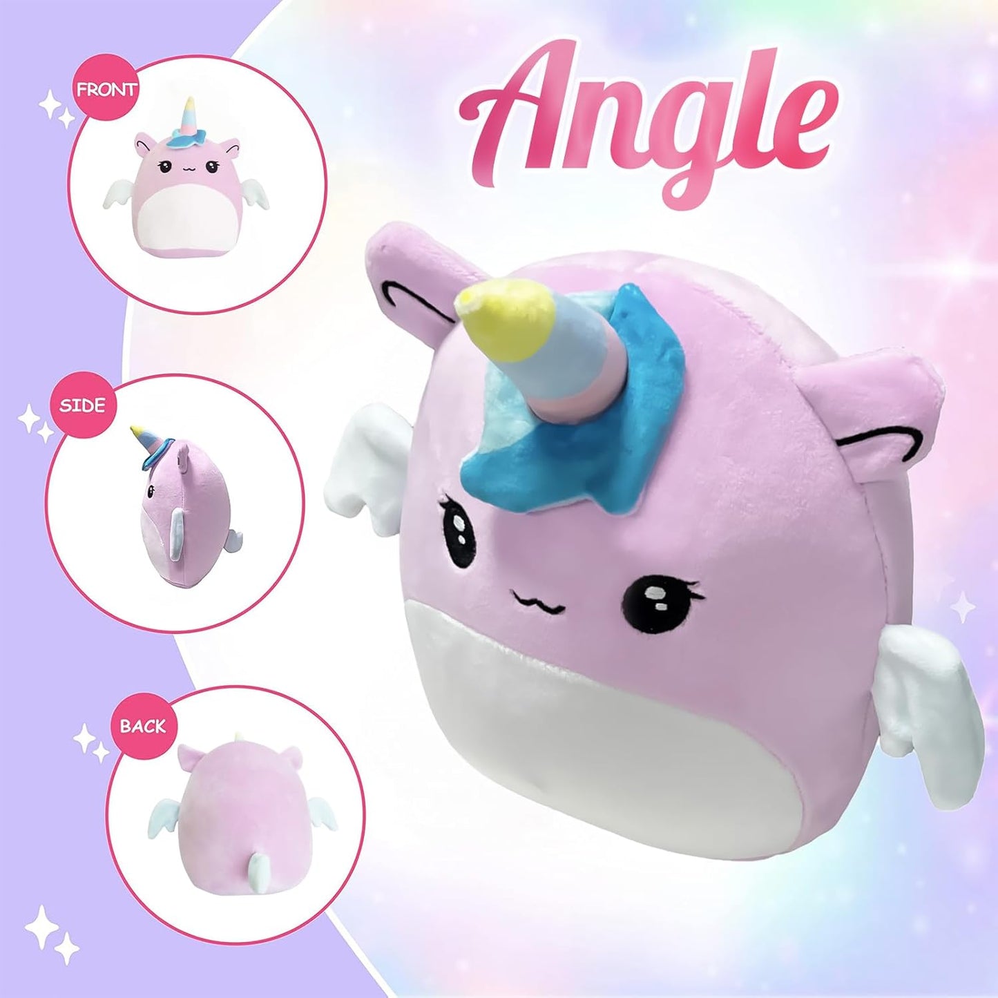 POPOYU 20cm Purple Unicorn Plush Pillow Toy Soft Cuddly Cushion