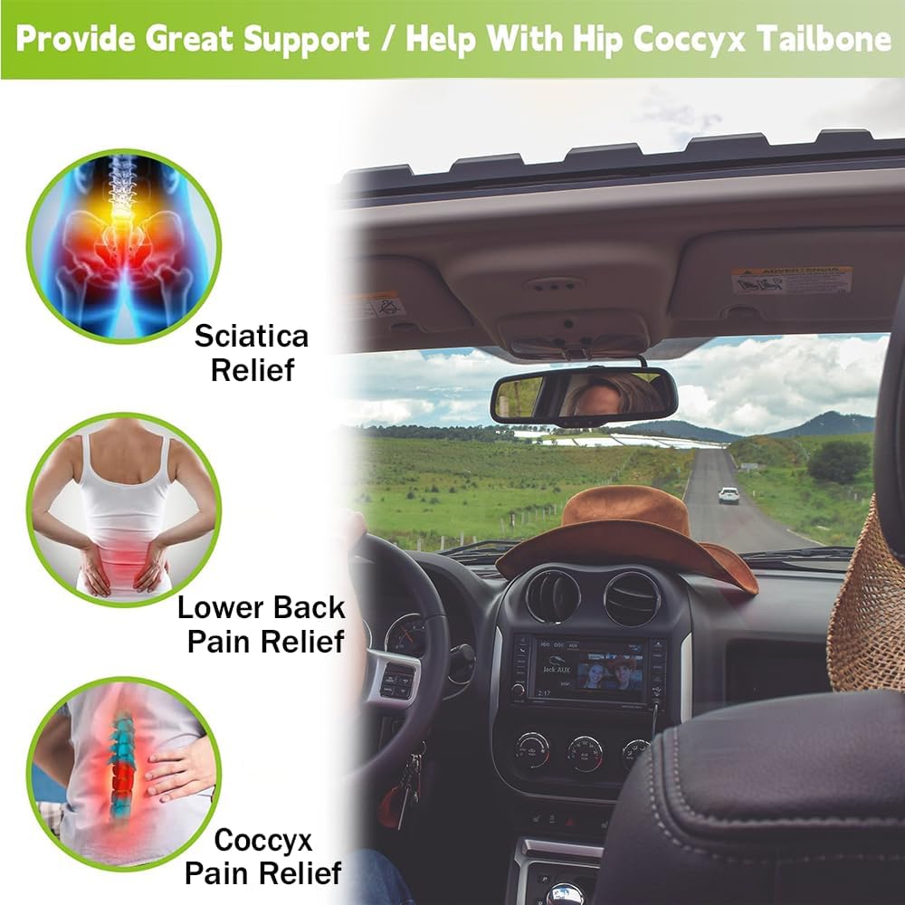 Memory Foam Car Seat Cushion Booster – Comfort & Height Support