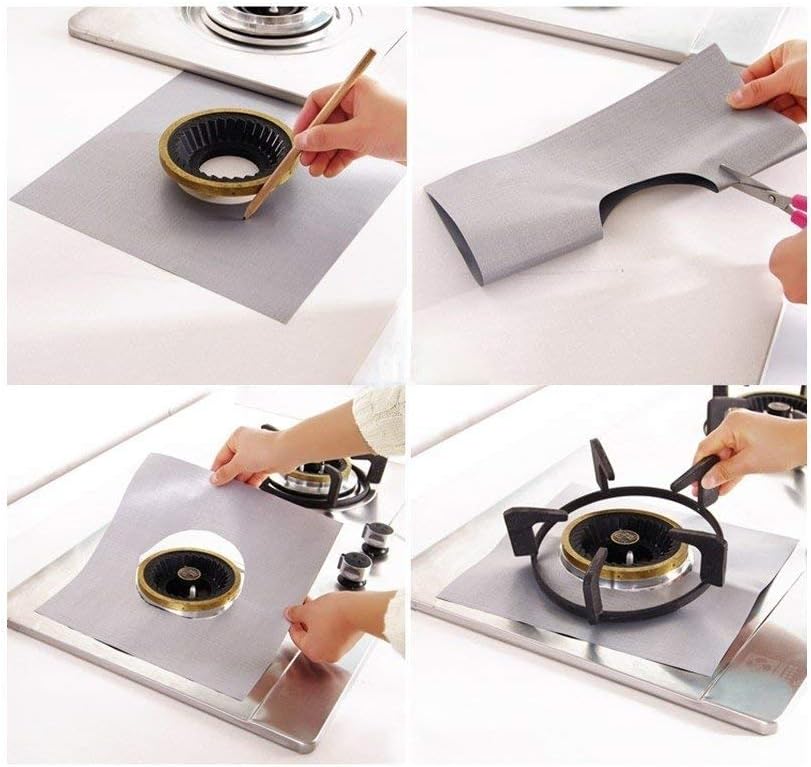 Gas Hob Protector Liners 8 Pack Reusable Stove Mats Non Stick