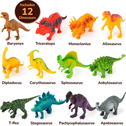 Li'l-Gen 12 Dinosaur Figures with Sound Book & Play Mat - Kids 3+