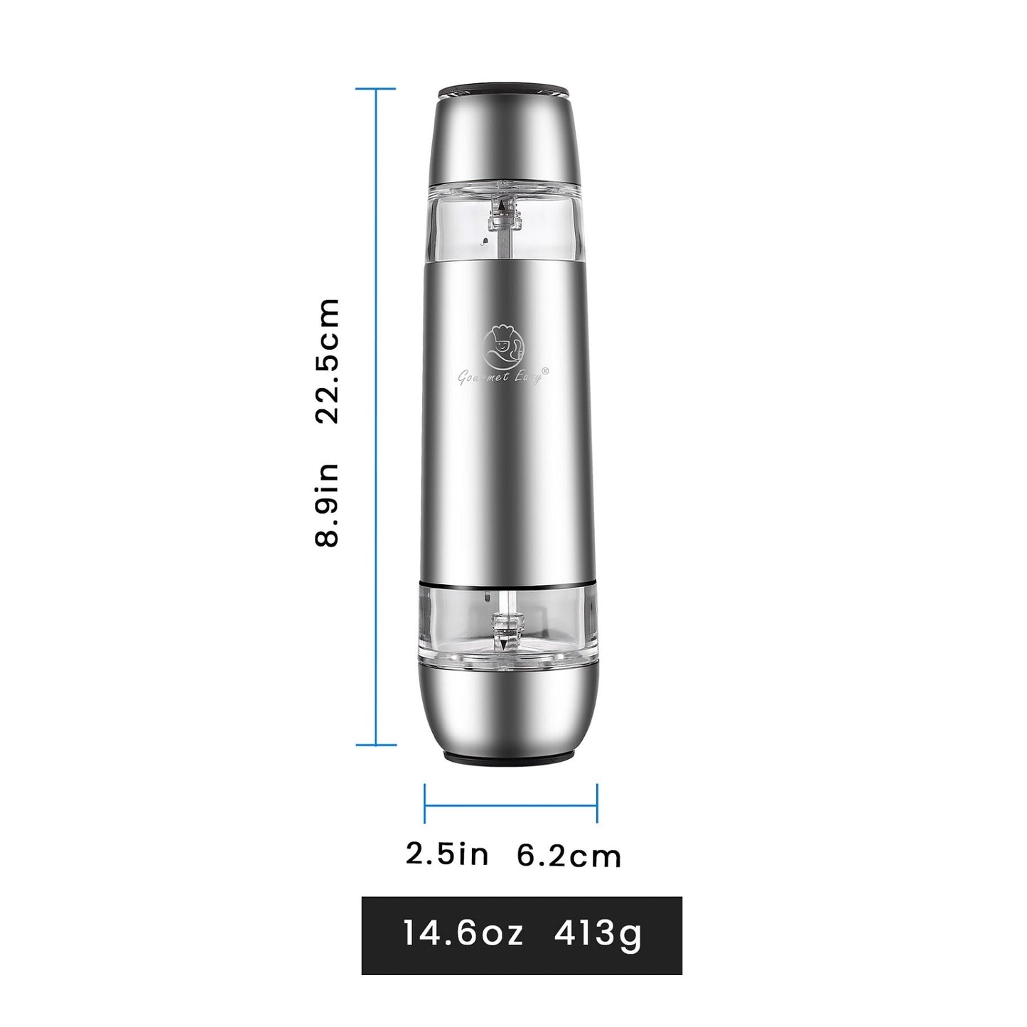 2-in-1 Electric Salt & Pepper Grinder Set USB-C Rechargeable, Adjustable Mill