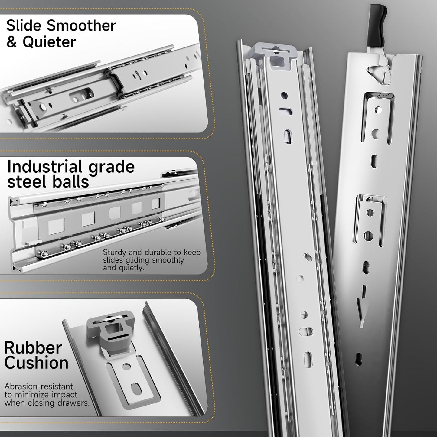 AOLISHENG Heavy Duty Drawer Runners Full Extension Ball Bearing Rails B095CP112L