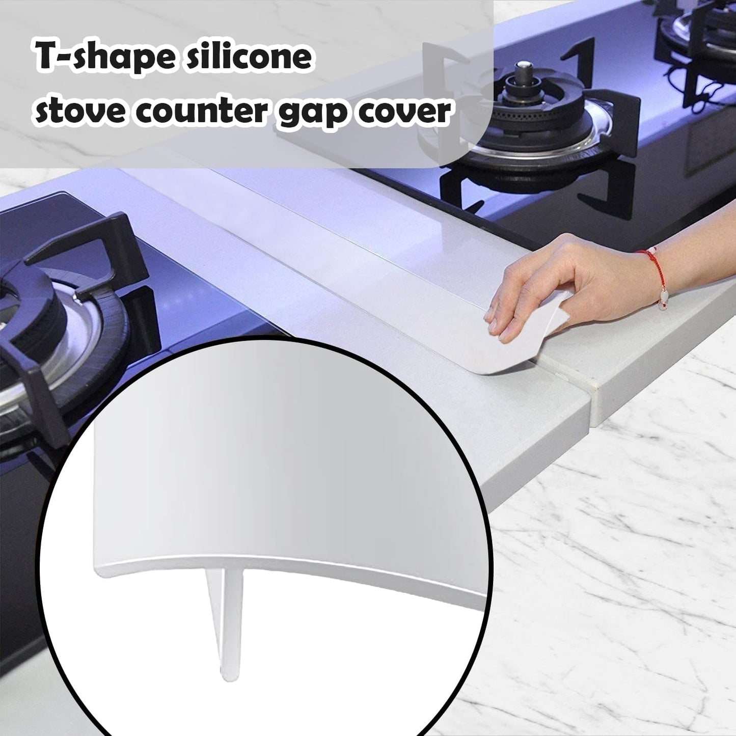 2Pc Stove Counter Gap Filler 30in Silicone Strip Kitchen Spill Guard