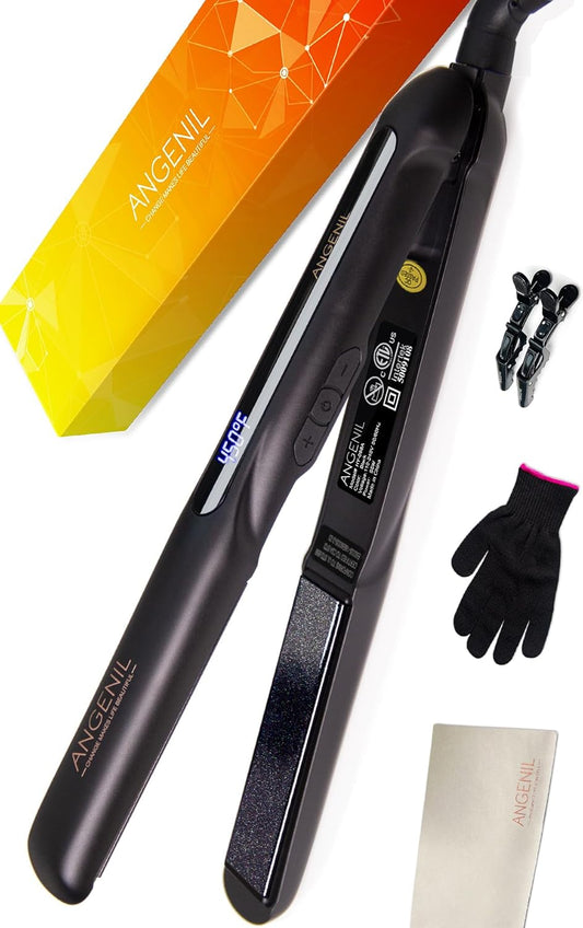 ANGENIL 2‑in‑1 Ceramic Tourmaline Mini Hair Straightener & Curler – UK