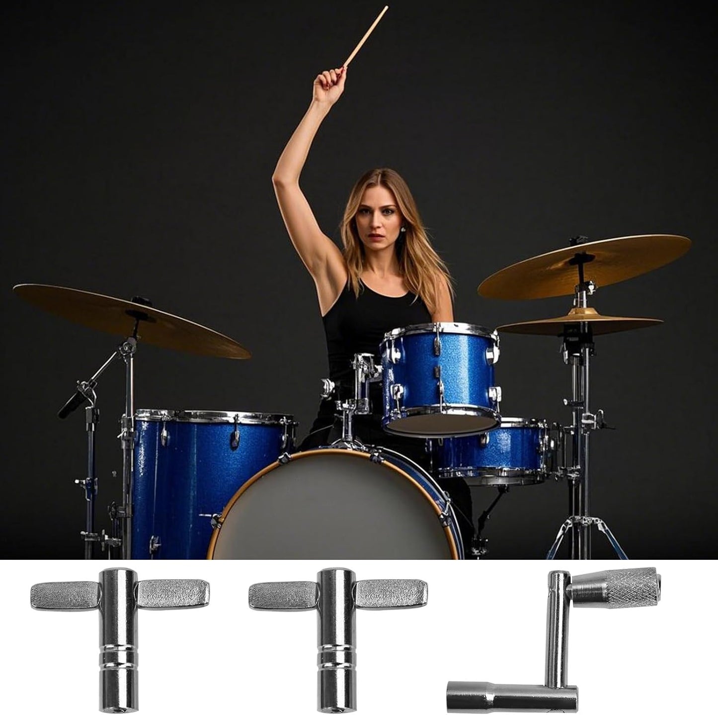 BOXOB Drum Key Drill Bit Set 8pcs Square Lug Drum Tuning Tool