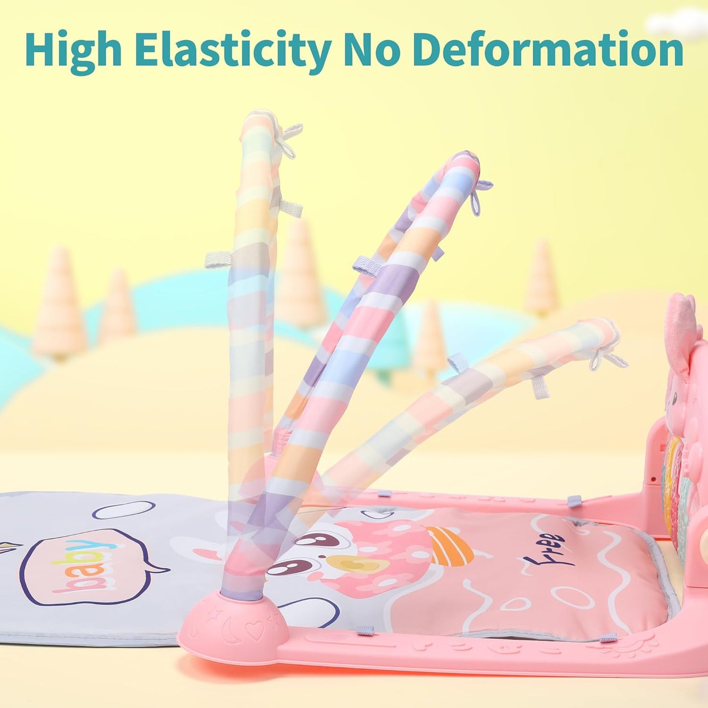 CUTE STONE Baby Gym Play Mat & Play Piano – Tummy Time Activity Mat
