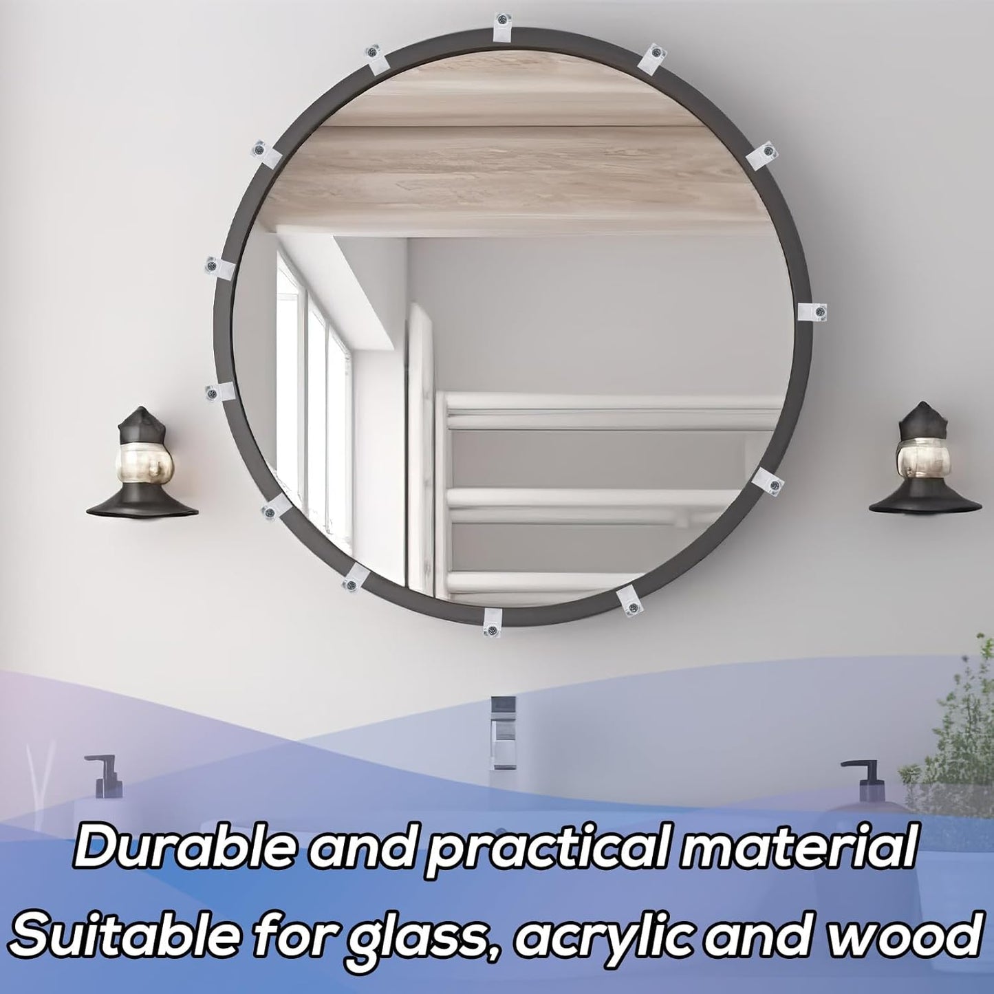 BOXOB Mirror Retainer Clips Cabinet Glass Mounting Fixings Kit