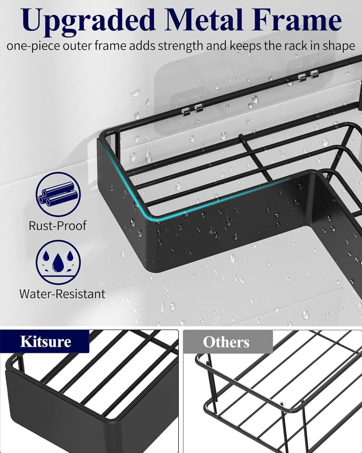 Kitsure Corner Shower Caddy 2 Pack Adhesive Bathroom Shelf Storage