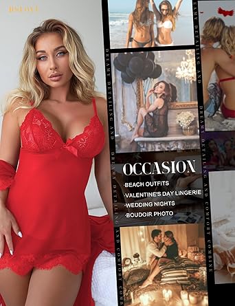 Womens Lace Babydoll Lingerie Set Sexy Nightdress Robe Sleepwear
