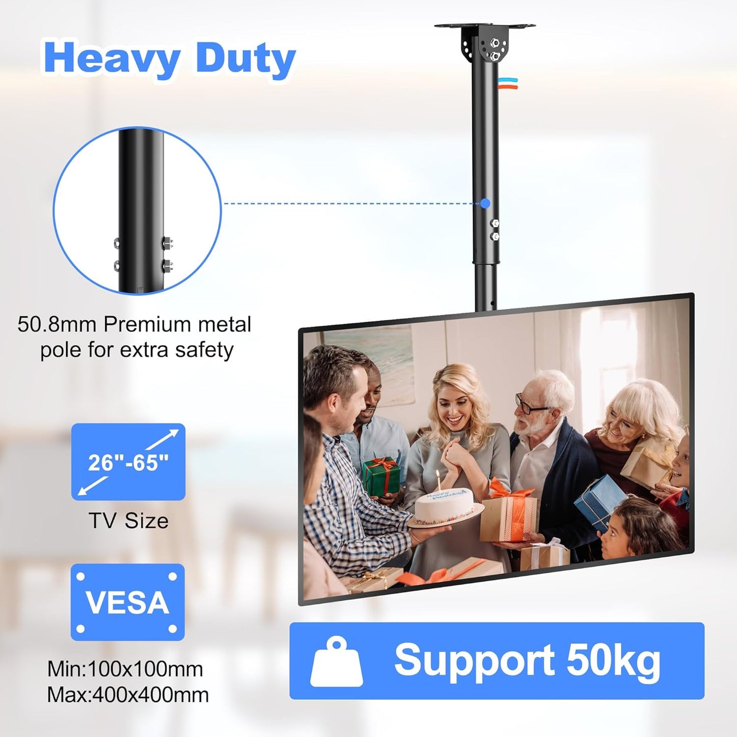 Ceiling TV Mount Full Motion Adjustable Bracket 26 65 Inch VESA