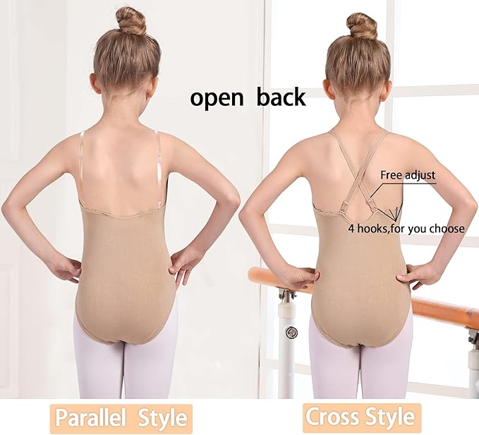 Girls Ballet Camisole Leotard Seamless Adjustable Straps Nude