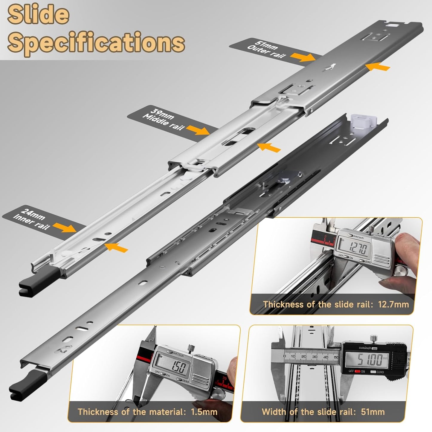 AOLISHENG Heavy Duty Drawer Runners Full Extension Ball Bearing Rails B095CP112L