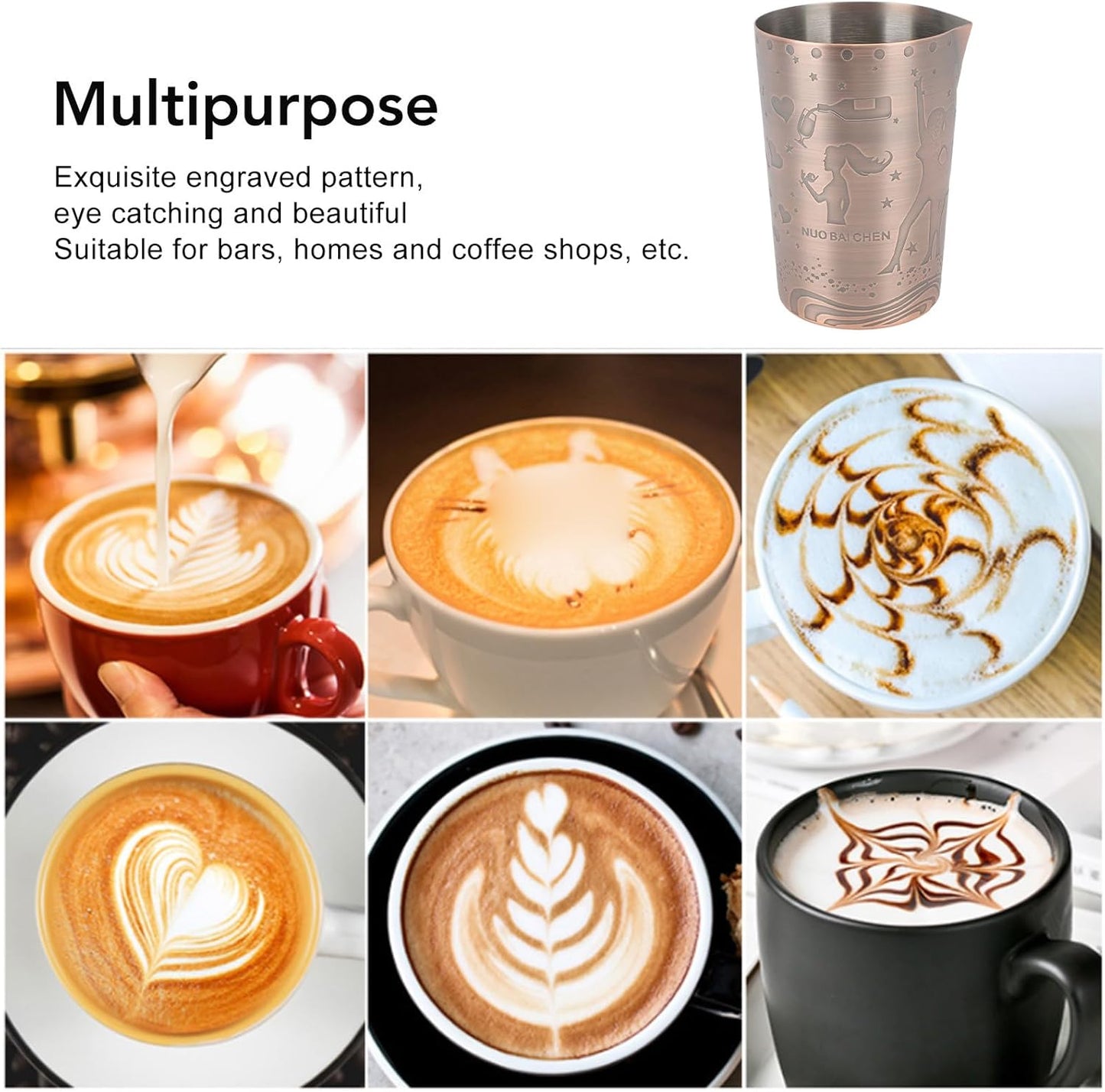 304 Stainless Steel Milk Frothing Pitcher 840ml Coffee Latte Jug