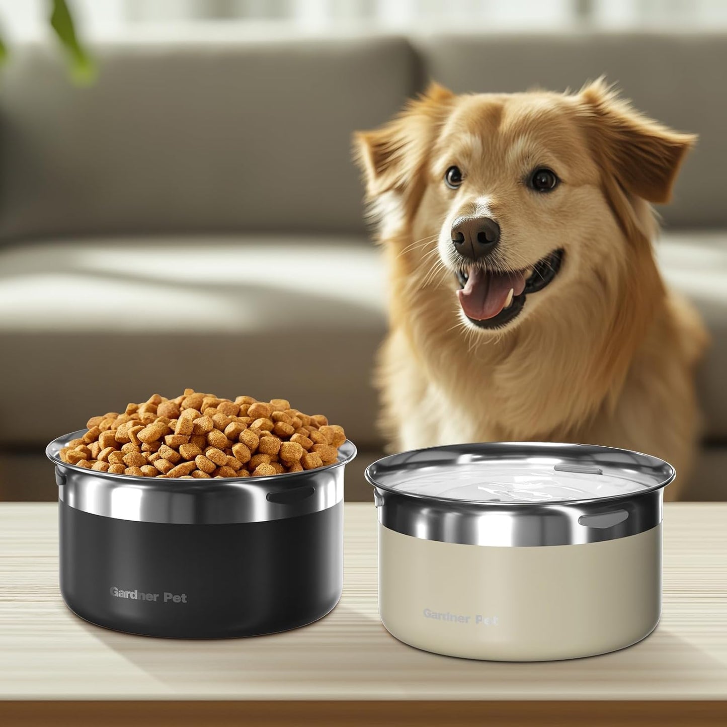 Gardner Pet Anti Spill Stainless Steel Dog Water Bowl Slow Drink
