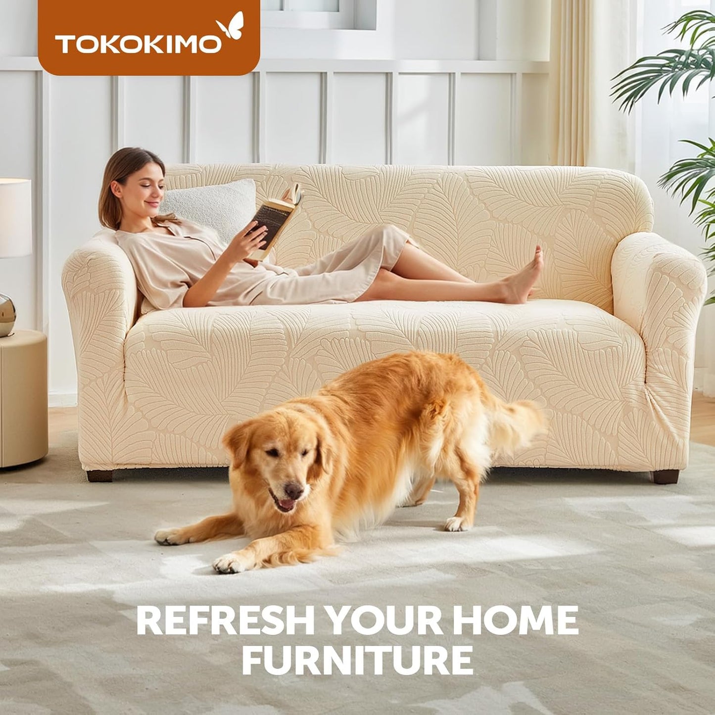 Tokokimo 100% Waterproof 2-Seater Sofa Cover Stretch Non-Slip