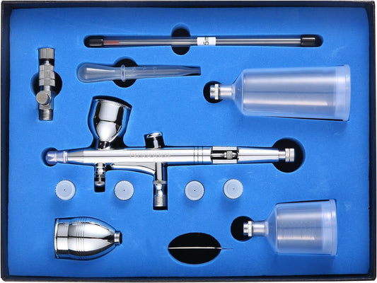 Nasedal Dual‑Action Airbrush Kit – 4 Cup Sizes, 0.3/0.5 mm Needles – Art & Cake