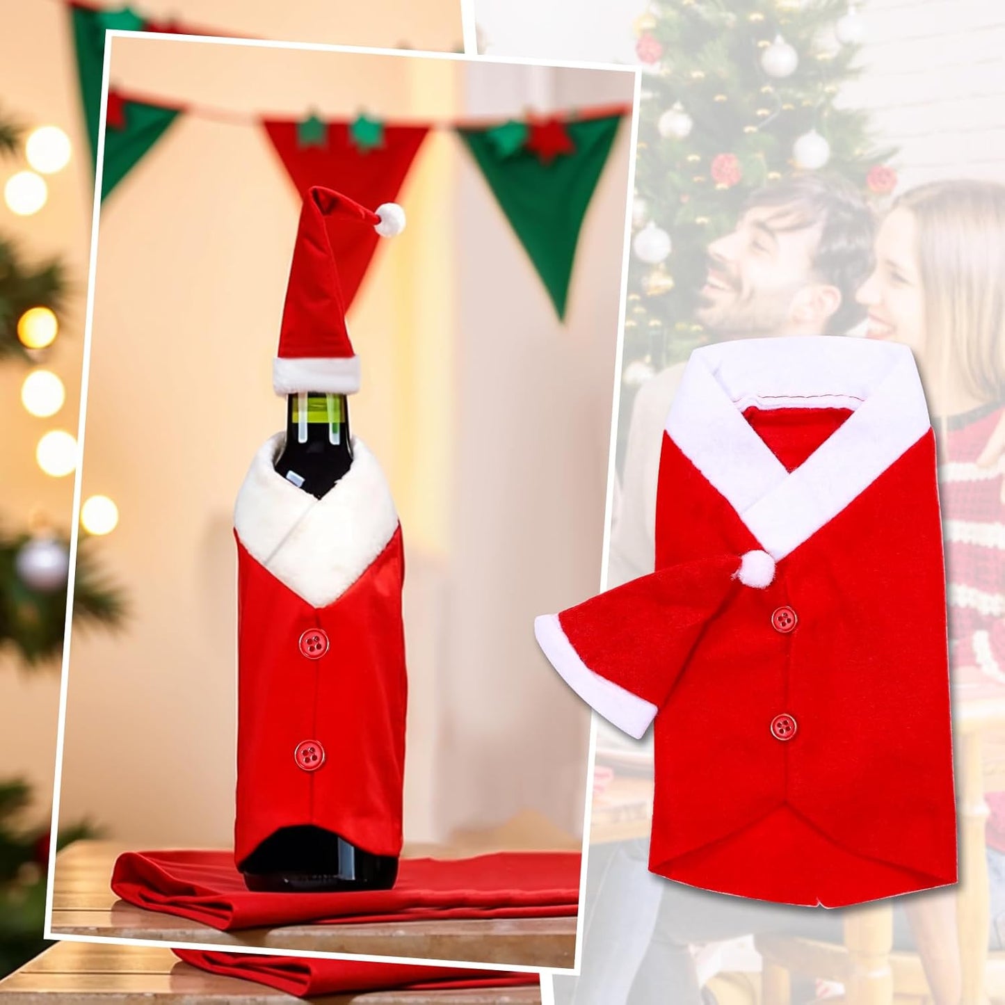 5 Pack Santa Wine Bottle Covers Christmas Table Decor Bottle Gift Bags B0DL9Z7TBC