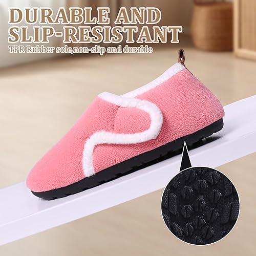 Kids Sherpa Fleece Slippers Non Slip Rubber Sole Warm Winter Pink