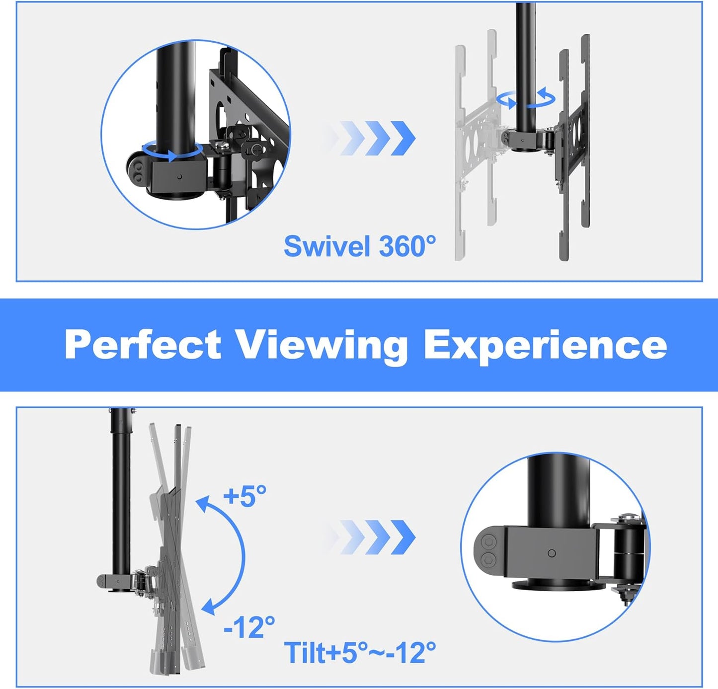 Ceiling TV Mount Full Motion Adjustable Bracket 26 65 Inch VESA
