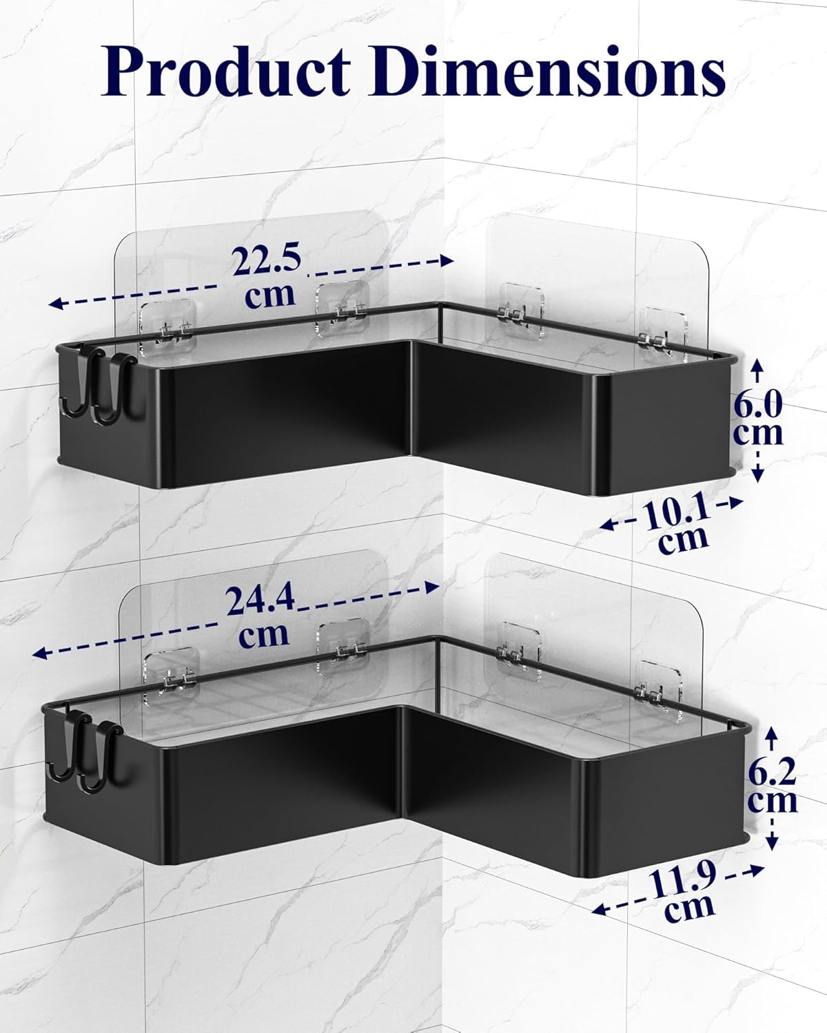 Kitsure Corner Shower Caddy 2 Pack Adhesive Bathroom Shelf Storage