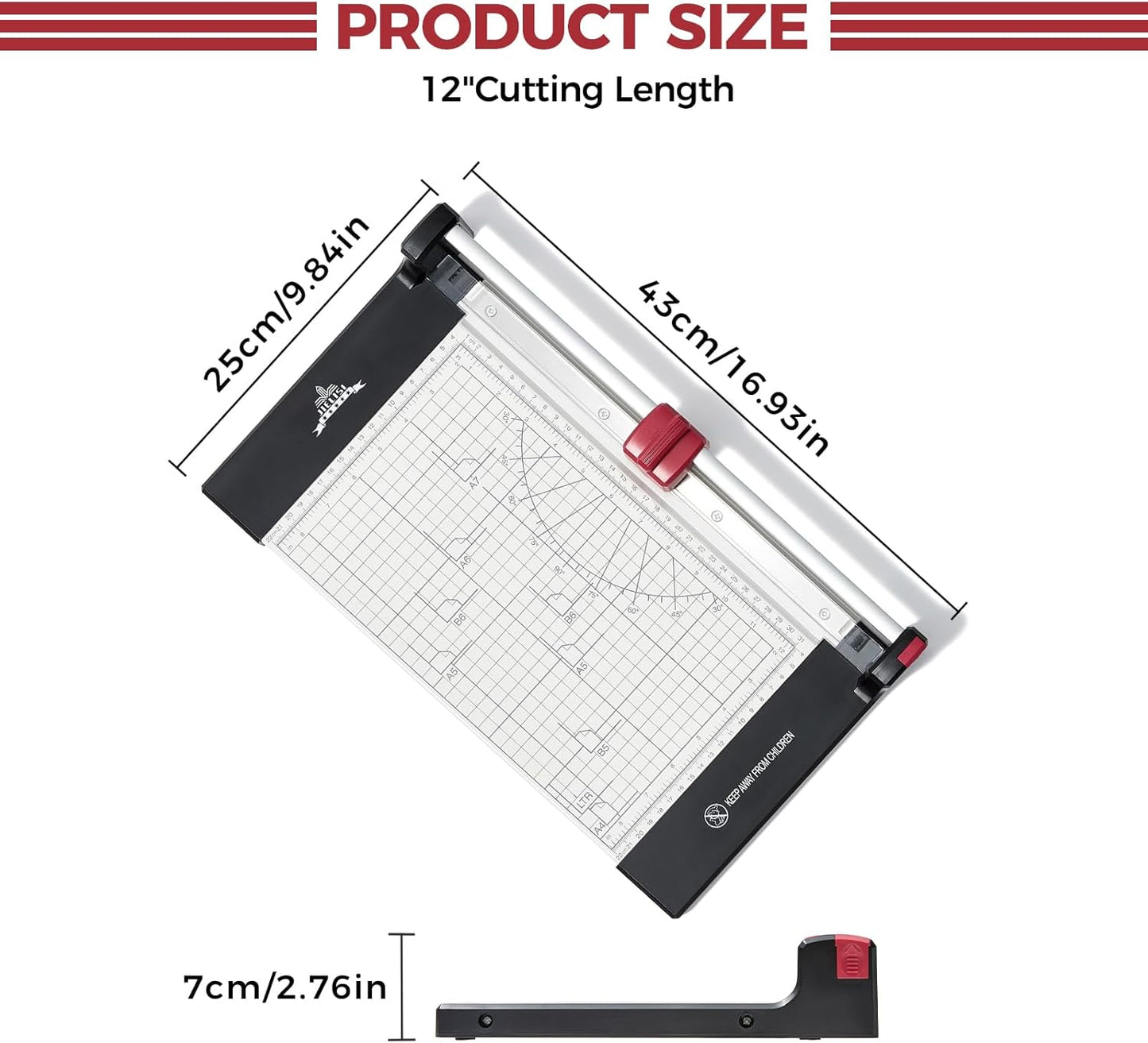 JIELISI A4 Guillotine Paper Cutter Scrapbooking Trimmer 12 Inch