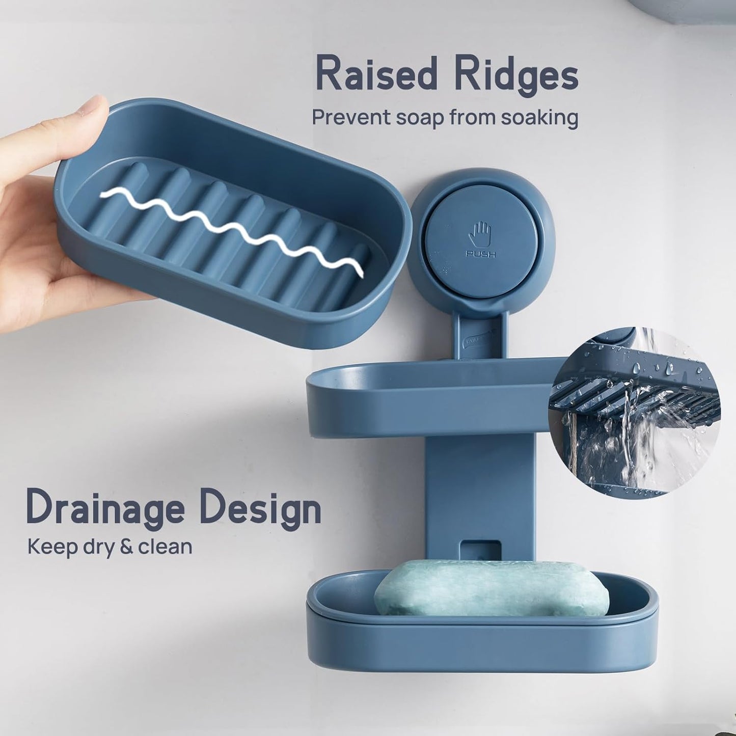 TAILI Suction Cup Double‑Layer Soap Dish – Drill‑Free, Keeps Soap Dry UK