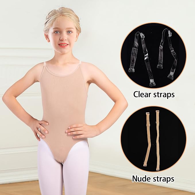 Girls Ballet Camisole Leotard Seamless Adjustable Straps Nude