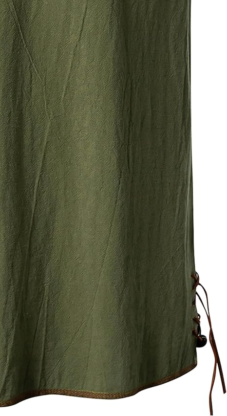 Mens Retro Lace Up Shirt Short Sleeve Medieval Viking Cosplay Top