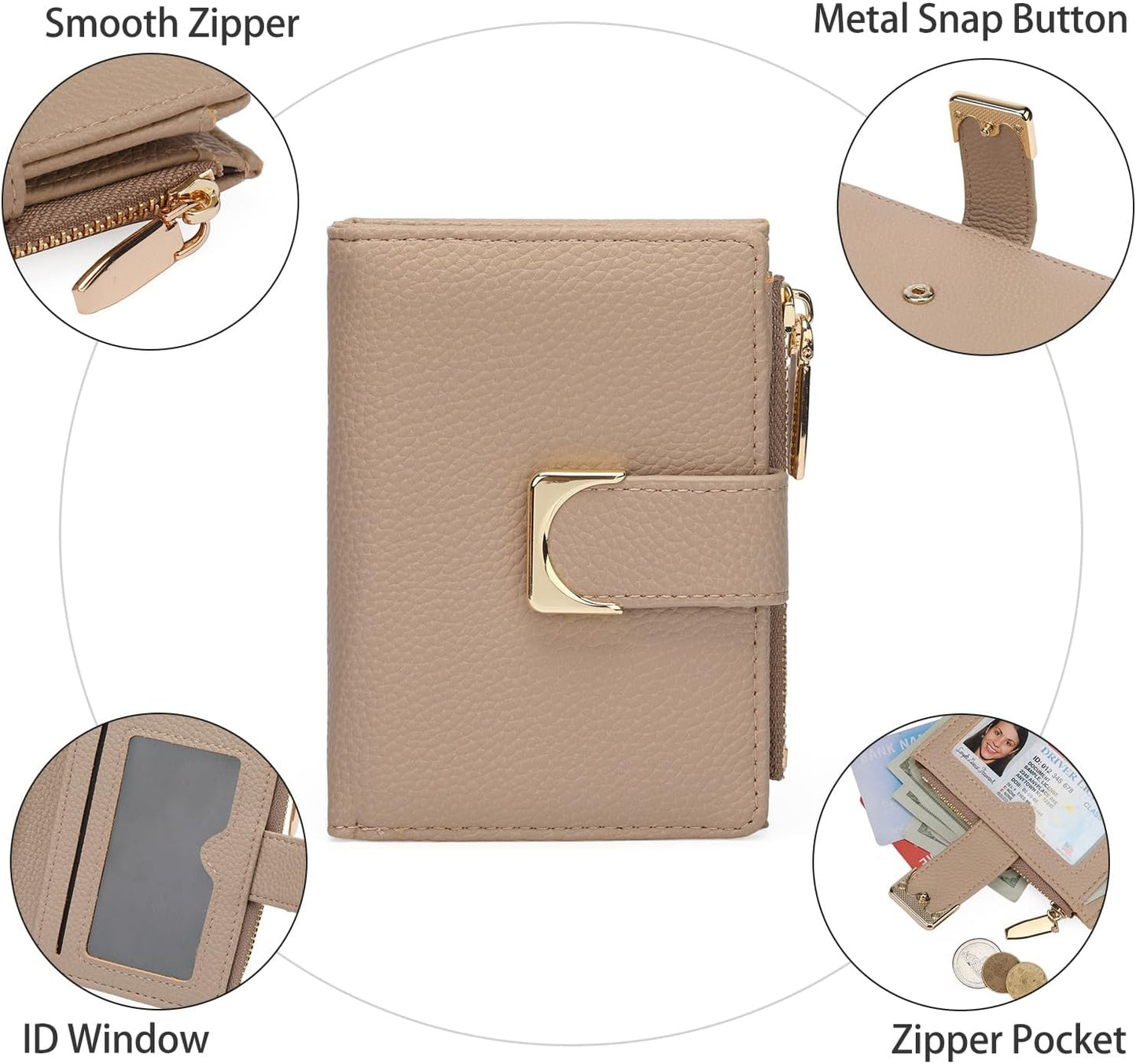 GOIACII Women’s Vegan Leather Bifold Wallet Compact Card Holder Purse B0FD73XYB4