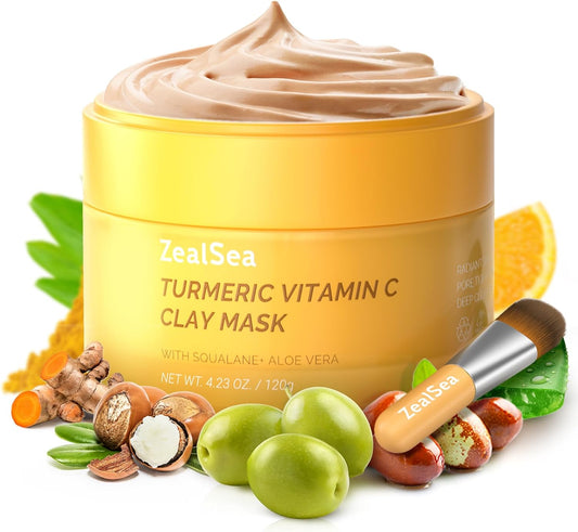 ZealSea Turmeric & Vitamin C Clay Mask 120 g – Brightening, Deep Pore Cleanser
