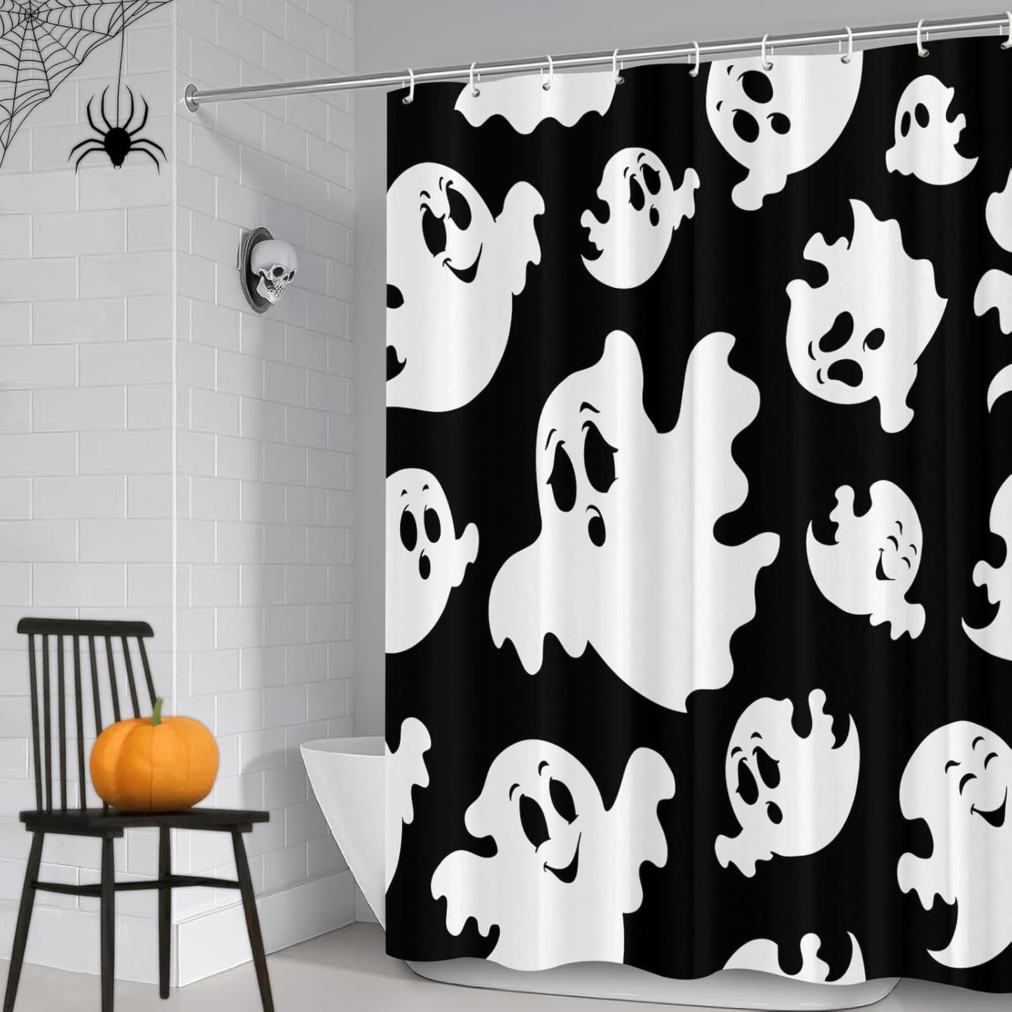 Halloween Ghost Shower Curtain Waterproof Polyester 183x183cm Bathroom B0F8NGGWB3